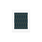 Long Honeycomb Minimalist Geometric Pattern in Light Mustard and Navy Blue Art Print Gallery Image 1