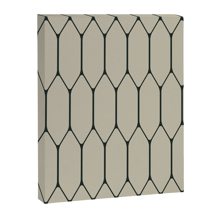 Long Honeycomb Minimalist Geometric Pattern in Light Sage Beige Gray and Dark Green Canvas Print Gallery Image 1
