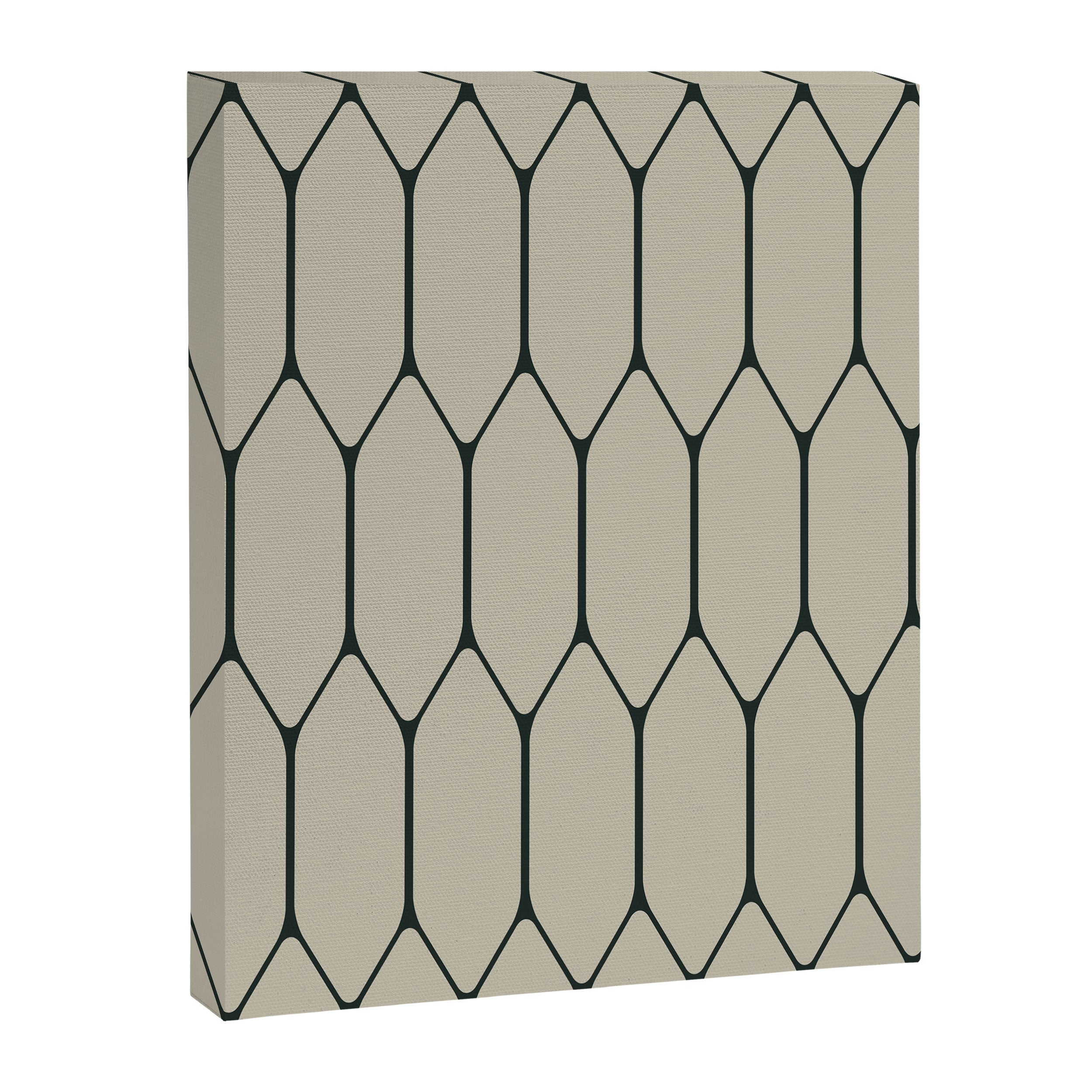 Long Honeycomb Minimalist Geometric Pattern in Light Sage Beige Gray and Dark Green Canvas Print Gallery Image 8