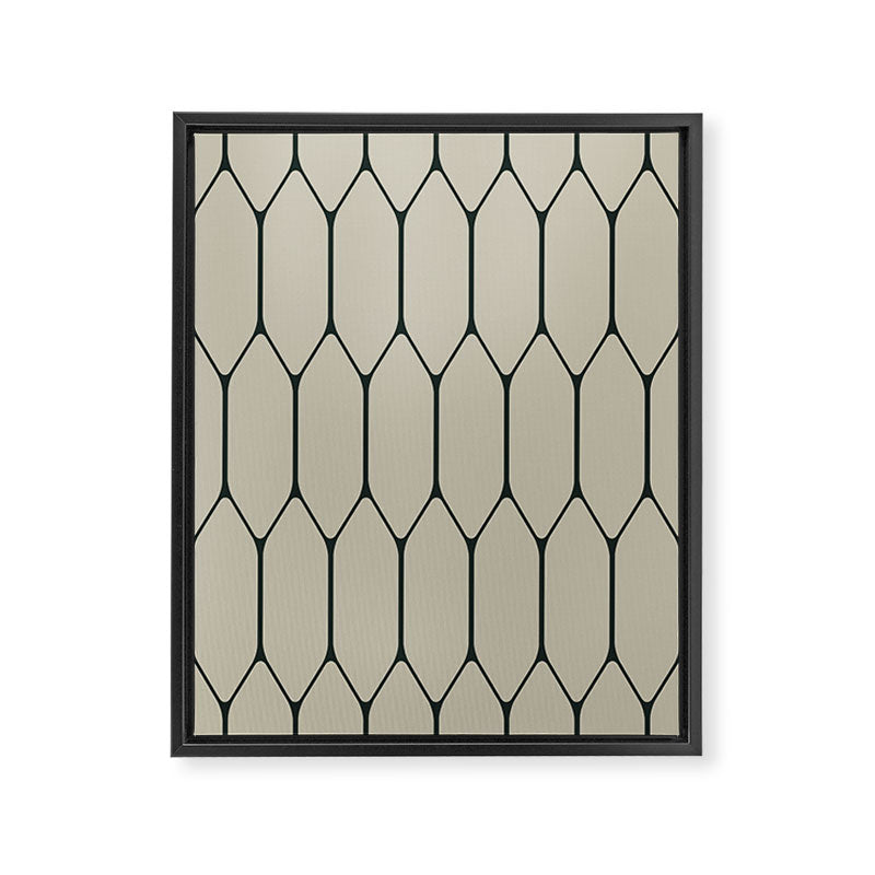 Long Honeycomb Minimalist Geometric Pattern in Light Sage Beige Gray and Dark Green Framed Canvas Print Gallery Image 8