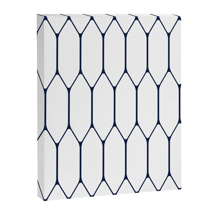 Long Honeycomb Minimalist Geometric Pattern in Nautical Navy Blue and White Canvas Print Gallery Image 1