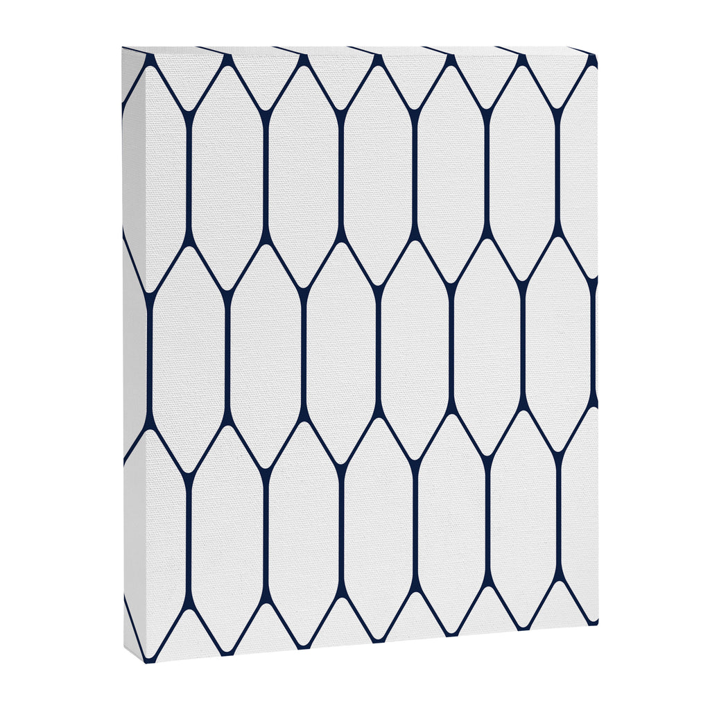 Long Honeycomb Minimalist Geometric Pattern in Nautical Navy Blue and White Canvas Print Gallery Image 8