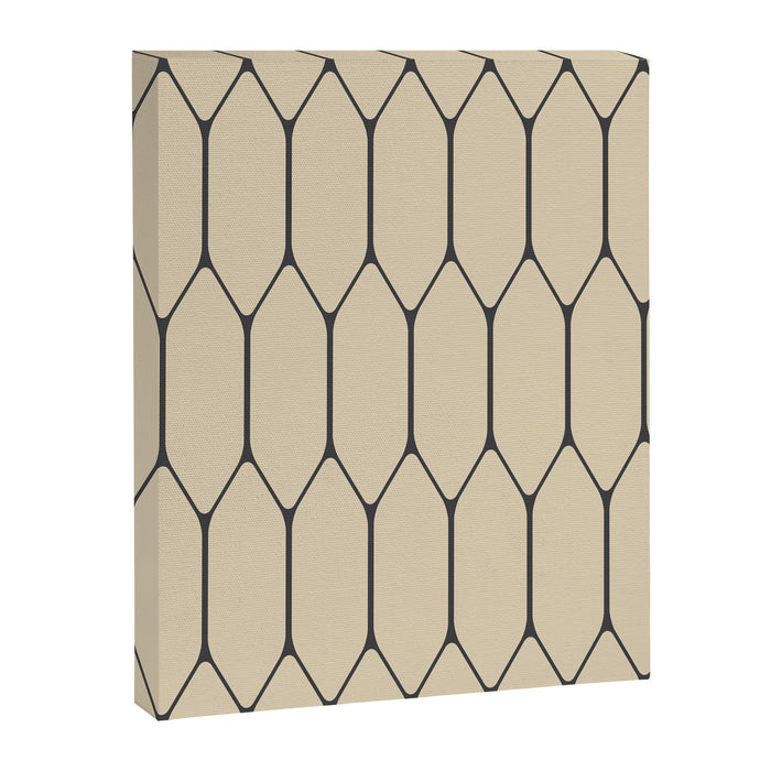 Long Honeycomb Minimalist Geometric Pattern in Retro Charcoal Gray and Beige Canvas Print Gallery Image 1