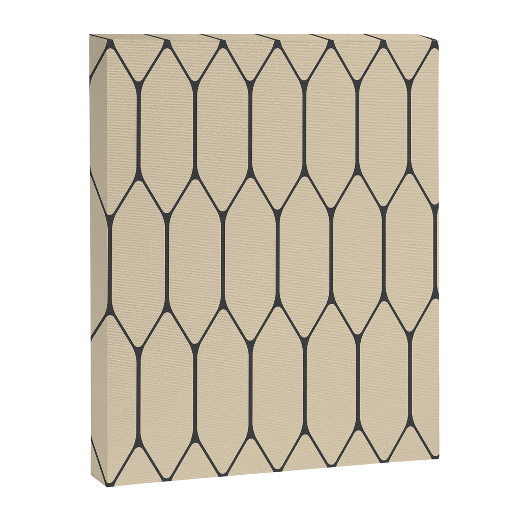 Long Honeycomb Minimalist Geometric Pattern in Retro Charcoal Gray and Beige Canvas Print Gallery Image 8