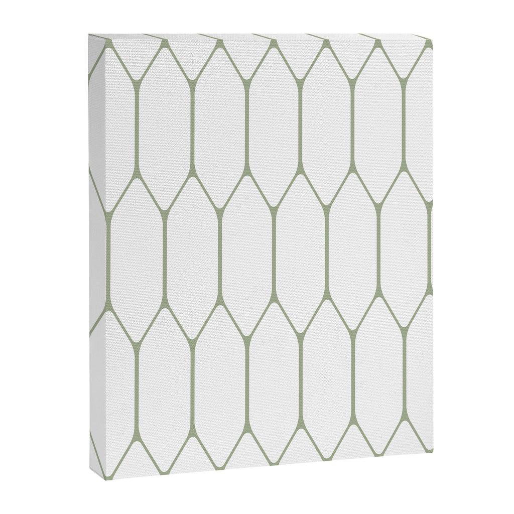 Long Honeycomb Minimalist Geometric Pattern in Sage Green and White Canvas Print Gallery Image 8