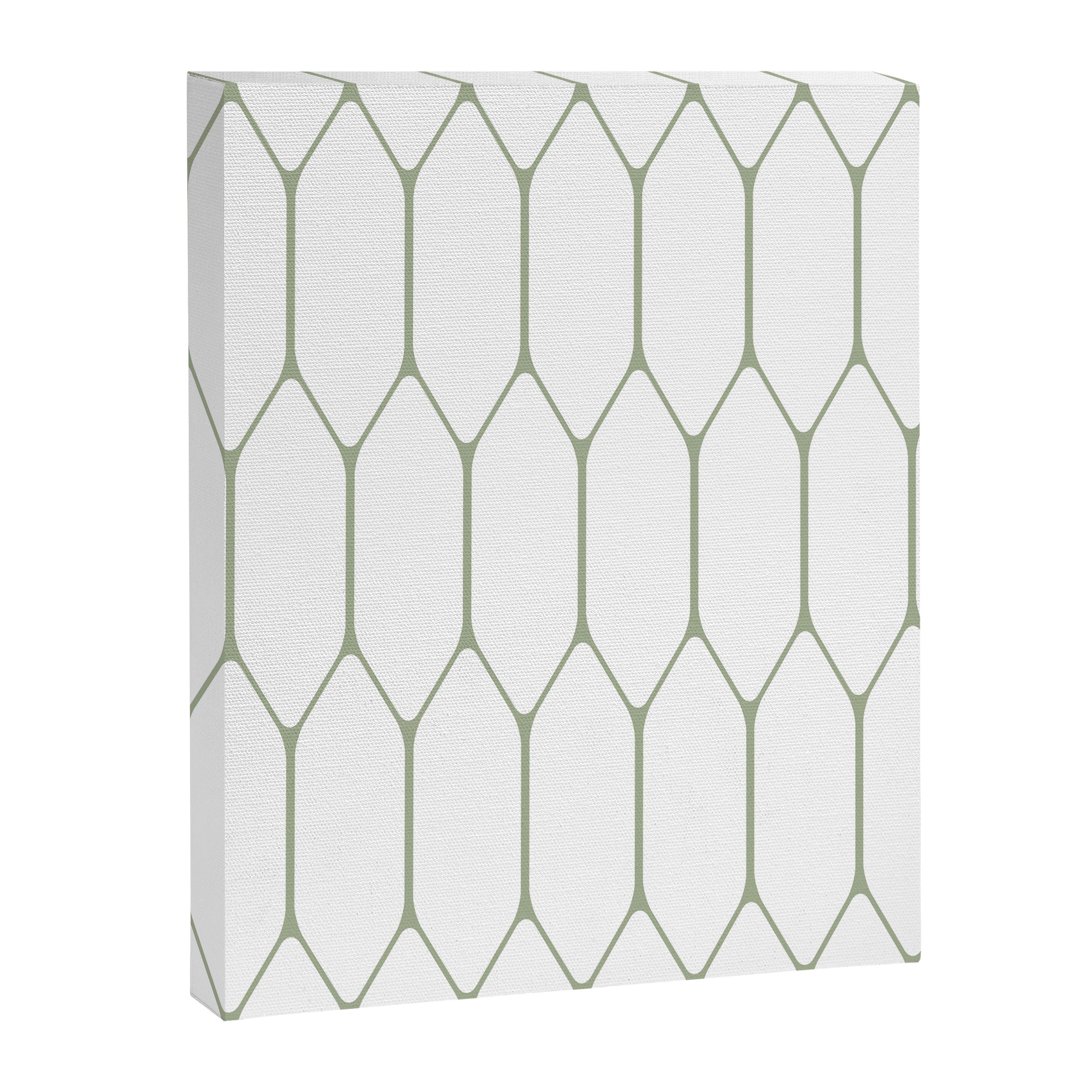 Long Honeycomb Minimalist Geometric Pattern in Sage Green and White Canvas Print Gallery Image 8