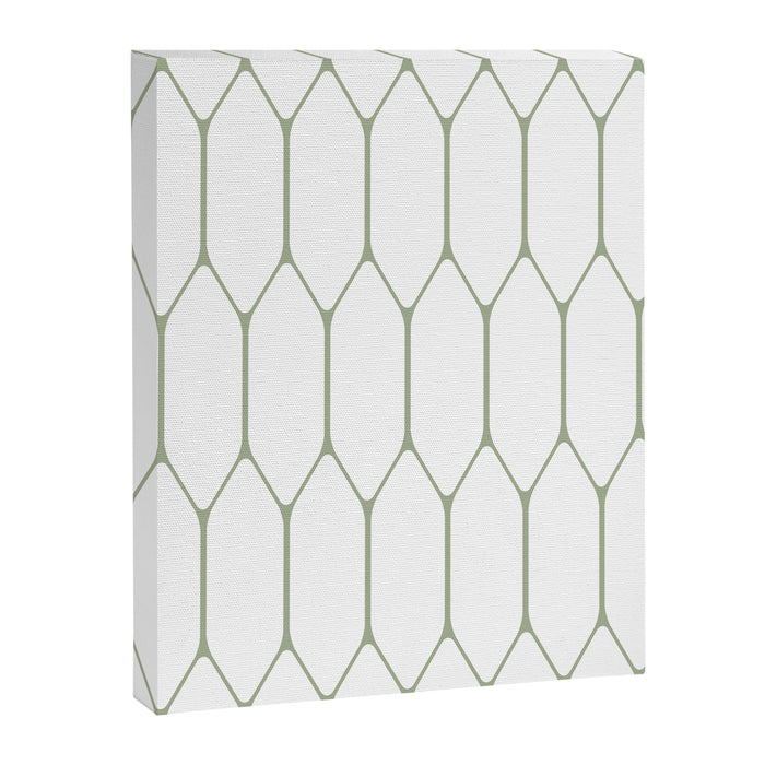 Long Honeycomb Minimalist Geometric Pattern in Sage Green and White Canvas Print Gallery Image 1