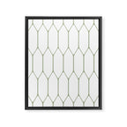 Long Honeycomb Minimalist Geometric Pattern in Sage Green and White Framed Canvas Print Gallery Image 8