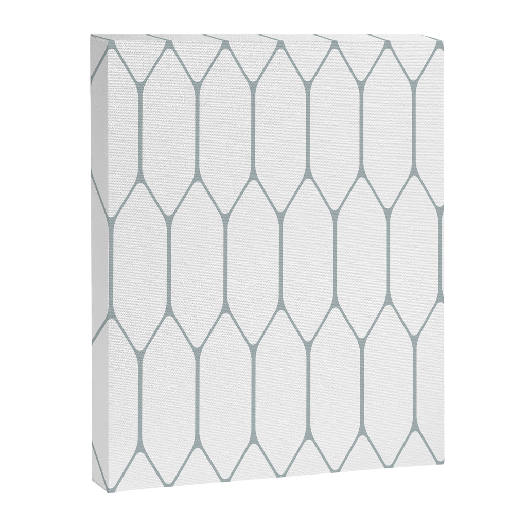 Long Honeycomb Minimalist Geometric Pattern in White and Light Blue-Gray Canvas Print Gallery Image 8