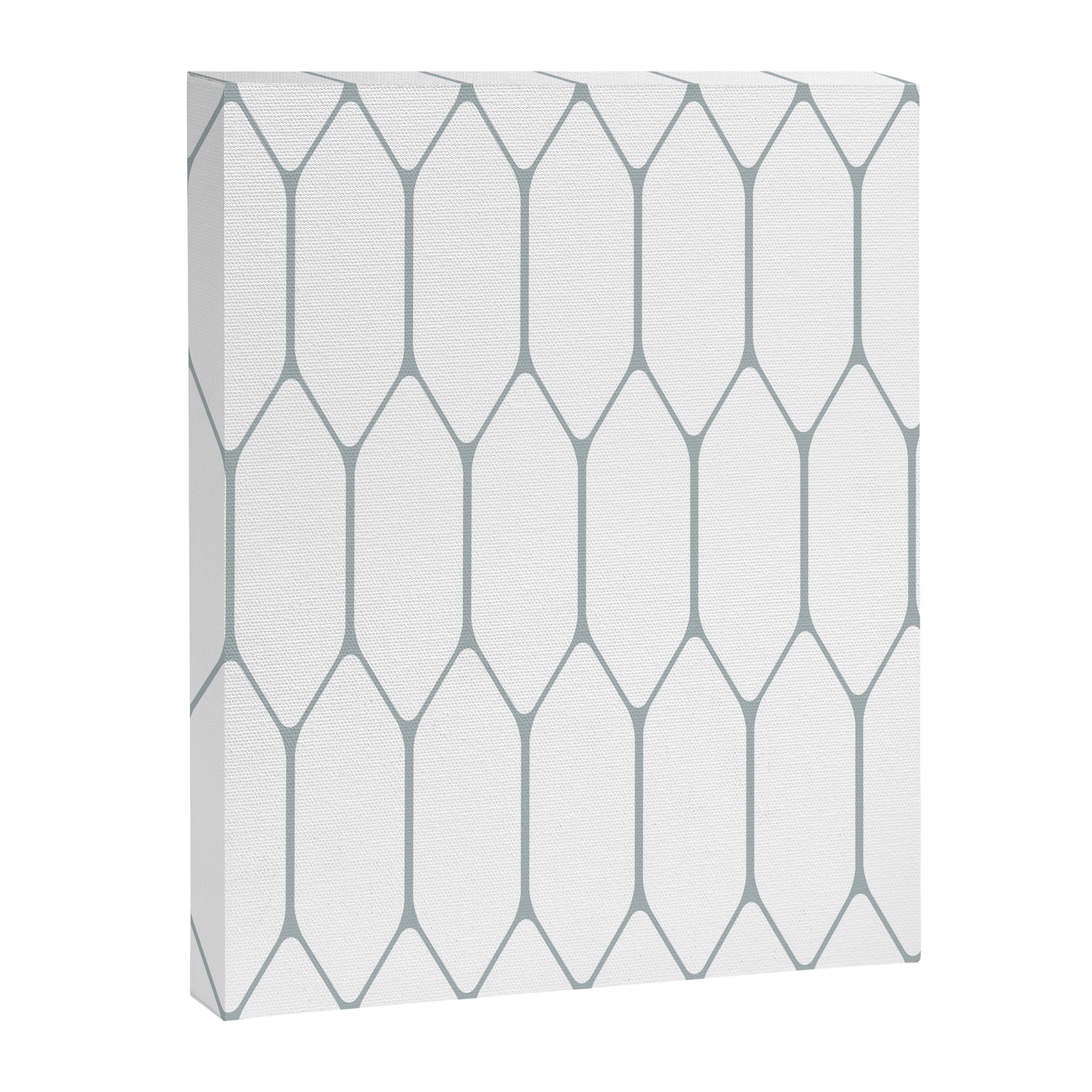 Long Honeycomb Minimalist Geometric Pattern in White and Light Blue-Gray Canvas Print Gallery Image 8