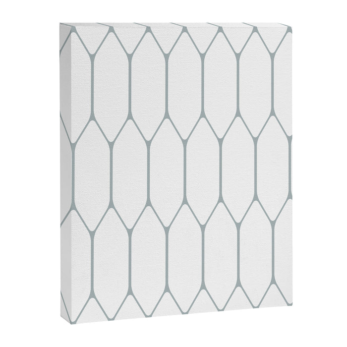 Long Honeycomb Minimalist Geometric Pattern in White and Light Blue-Gray Canvas Print Gallery Image 1