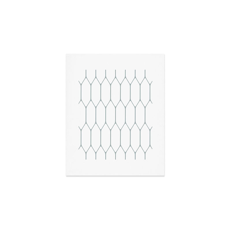 Long Honeycomb Minimalist Geometric Pattern in White and Light Blue-Gray Art Print Gallery Image 1
