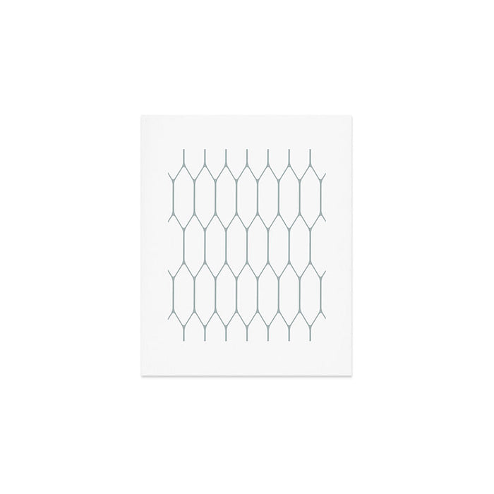 Long Honeycomb Minimalist Geometric Pattern in White and Light Blue-Gray Art Print Gallery Image 1