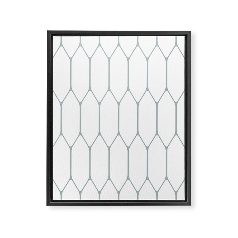 Long Honeycomb Minimalist Geometric Pattern in White and Light Blue-Gray Framed Canvas Print Gallery Image 8