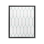 Long Honeycomb Minimalist Geometric Pattern in White and Light Blue-Gray Framed Canvas Print Gallery Image 8