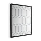 Long Honeycomb Minimalist Geometric Pattern in White and Light Blue-Gray Framed Canvas Print Gallery Image 2