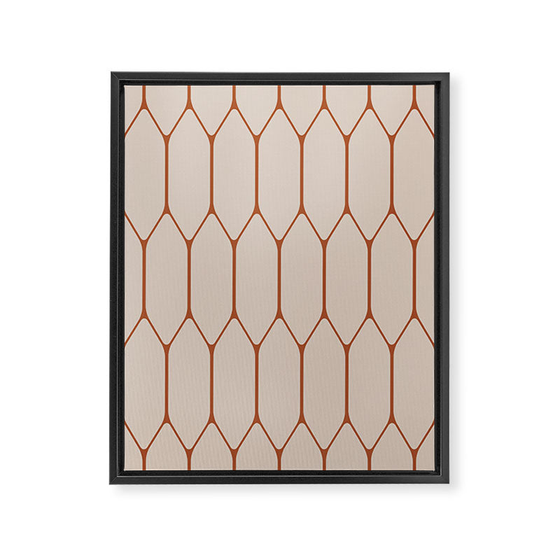 Long Honeycomb Minimalist Geometric Pattern in Putty and Rust Clay Terracotta Framed Canvas Print Gallery Image 8