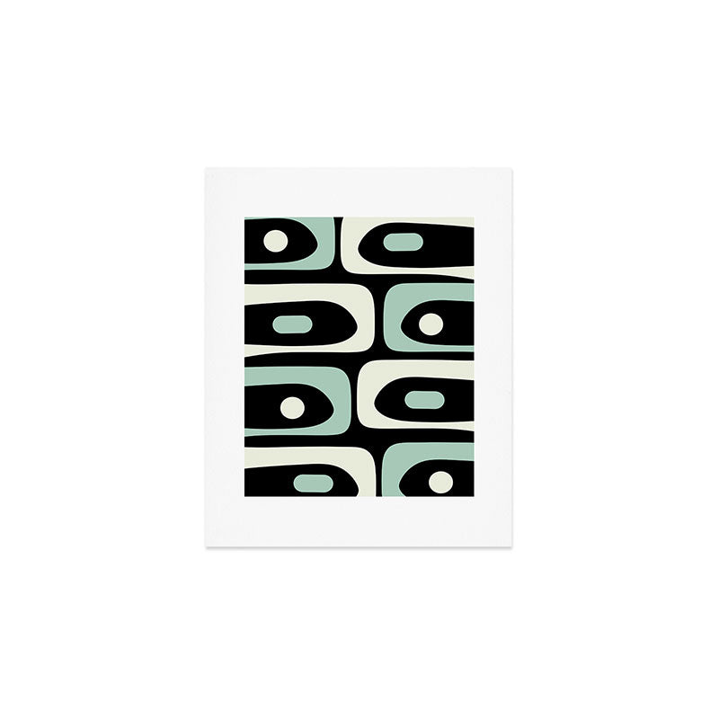 Long Piquet Mid Century Modern Minimalist Pattern Mint Black Art Print Gallery Image 1