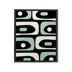Long Piquet Mid Century Modern Minimalist Pattern Mint Black Framed Canvas Print Gallery Image 6
