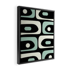 Long Piquet Mid Century Modern Minimalist Pattern Mint Black Framed Canvas Print Gallery Image 2