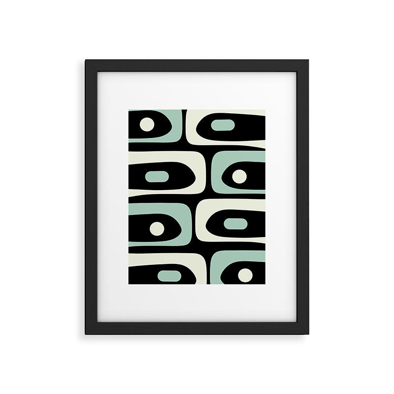 Long Piquet Mid Century Modern Minimalist Pattern Mint Black Framed Art Print Gallery Image 5