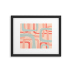 Loops and Dots Midcentury Modern Pastel Pattern in Blush Coral, Aqua Mint, and Ochre Framed Art Print Gallery Image 5