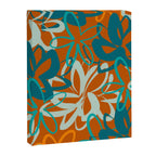 Lotus Garden Painted Floral Pattern in Celadon Orange Teal Rust Canvas Print Gallery Image 8