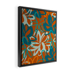 Lotus Garden Painted Floral Pattern in Celadon Orange Teal Rust Framed Canvas Print Gallery Image 2