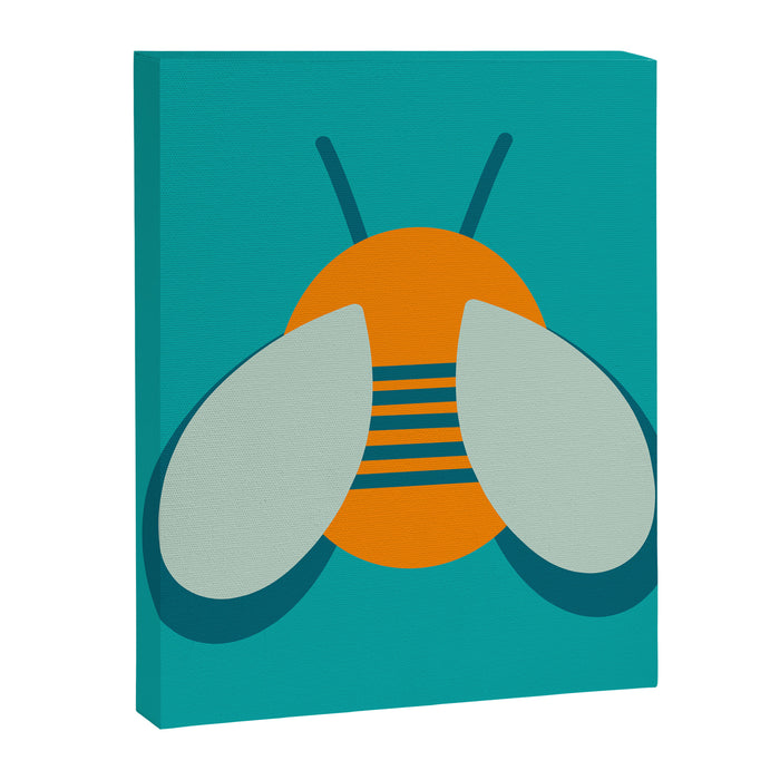 Lucky Bee - Cute Retro Minimalism in Orange and Turquoise Canvas Print Gallery Image 1