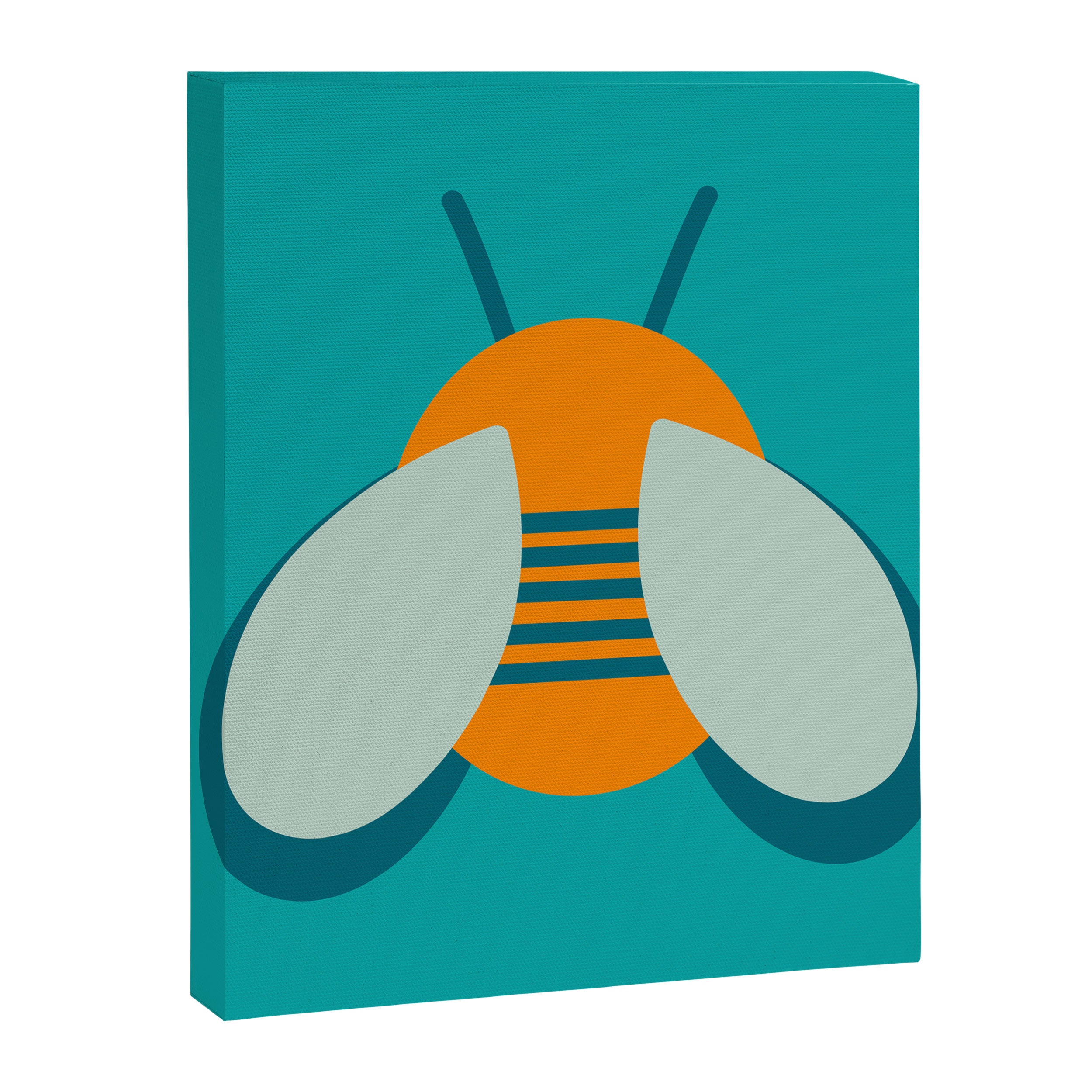 Lucky Bee - Cute Retro Minimalism in Orange and Turquoise Canvas Print Gallery Image 8
