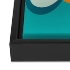 Lucky Bee - Cute Retro Minimalism in Orange and Turquoise Framed Canvas Print Gallery Image 3
