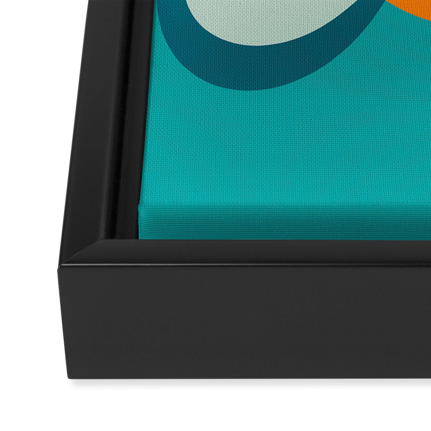 Lucky Bee - Cute Retro Minimalism in Orange and Turquoise Framed Canvas Print Gallery Image 3