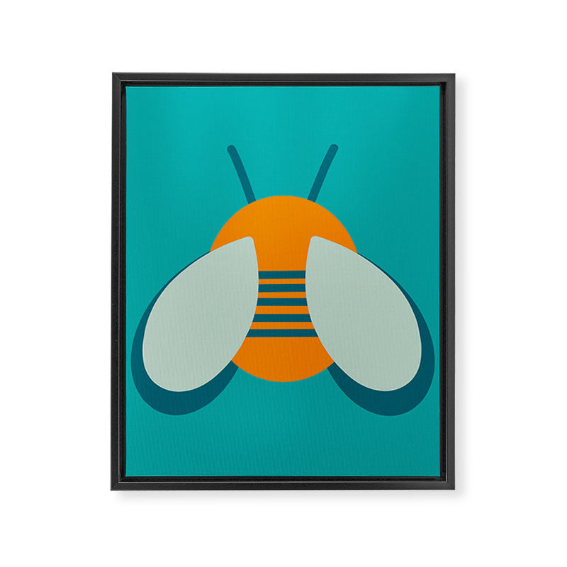 Lucky Bee - Cute Retro Minimalism in Orange and Turquoise Framed Canvas Print Gallery Image 8