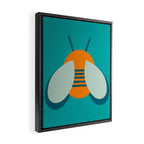 Lucky Bee - Cute Retro Minimalism in Orange and Turquoise Framed Canvas Print Gallery Image 2