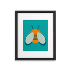 Lucky Bee - Cute Retro Minimalism in Orange and Turquoise Framed Art Print Gallery Image 6