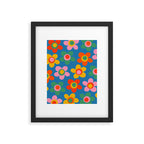 Maisie Flowers Cheerful Floral Pattern Blue Green Orange Yellow Pink Framed Art Print Gallery Image 5