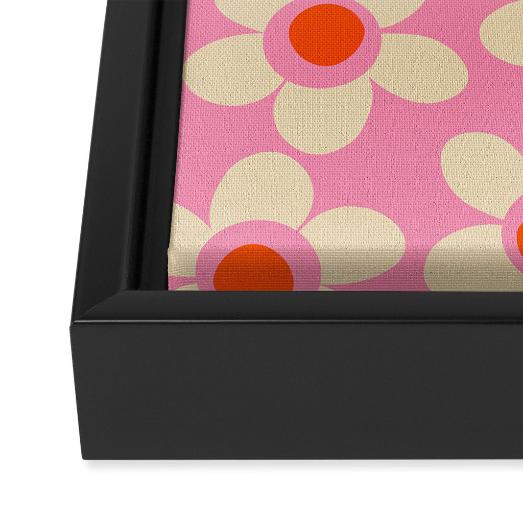 Maisie Flowers Pink Retro Floral Pattern Orange Cream Framed Canvas Print Gallery Image 3