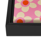Maisie Flowers Pink Retro Floral Pattern Orange Cream Framed Canvas Print Gallery Image 3