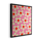 Maisie Flowers Pink Retro Floral Pattern Orange Cream Framed Canvas Print Gallery Image 2