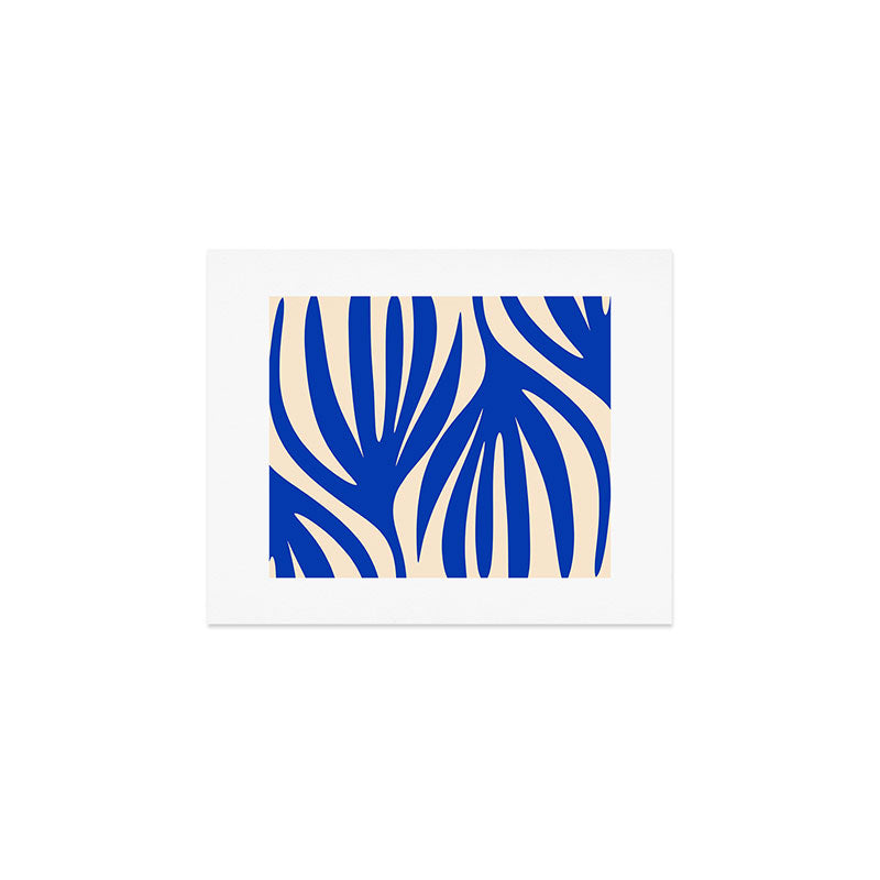 Maldives Abstract Botanical Pattern in Bright Blue and Cream Art Print Gallery Image 1