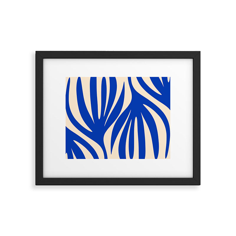 Maldives Abstract Botanical Pattern in Bright Blue and Cream Framed Art Print Gallery Image 5