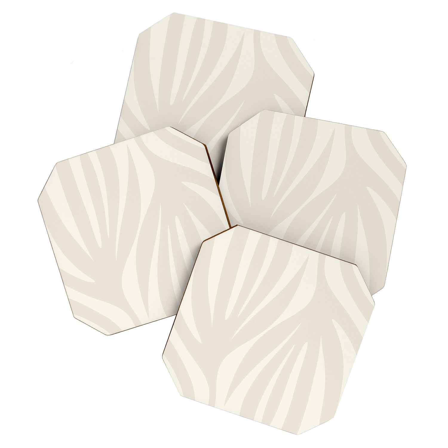 Maldives Abstract Botanical Pattern in Pale Beige Tones Coaster Gallery Image 1