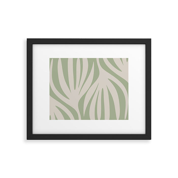 Maldives Abstract Botanical Pattern in Sage and Beige Framed Art Print Gallery Image 1