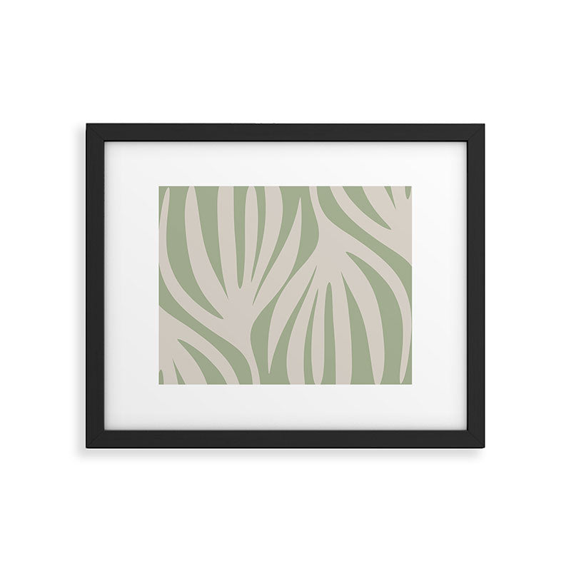 Maldives Abstract Botanical Pattern in Sage and Beige Framed Art Print Gallery Image 6
