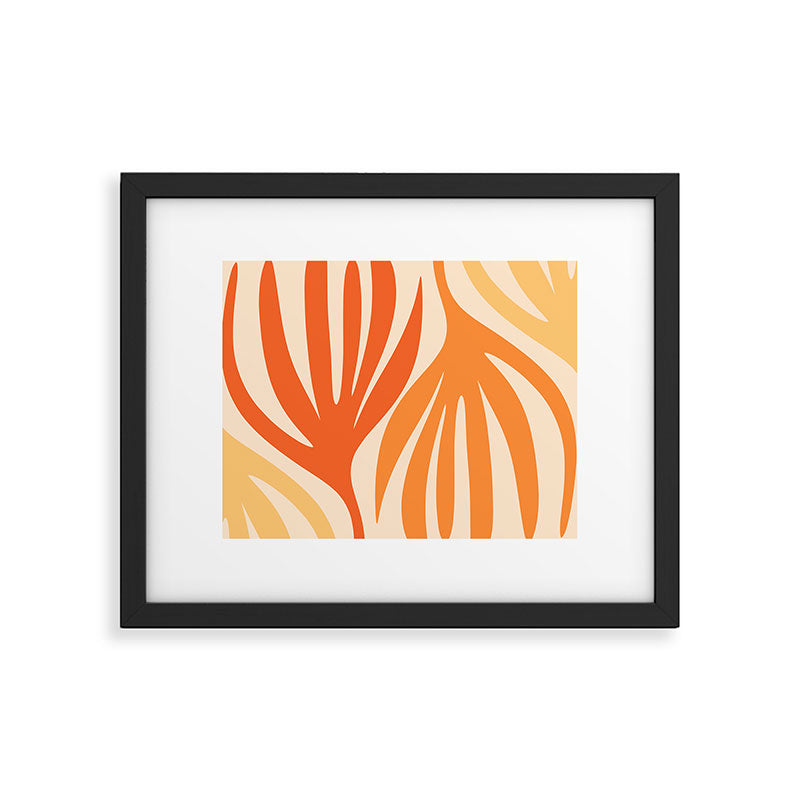 Maldives Abstract Botanical Pattern in Tangerine Orange Tones Framed Art Print Gallery Image 5