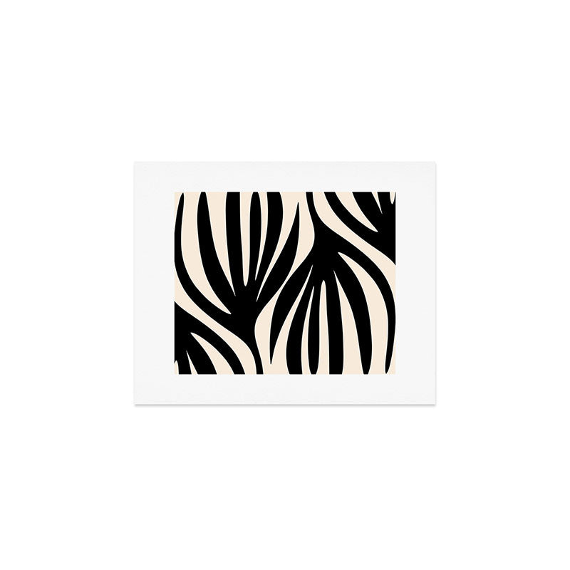 Maldives Leaves Abstract Minimalist Pattern Black and Almond Cream Art Print Gallery Image 1