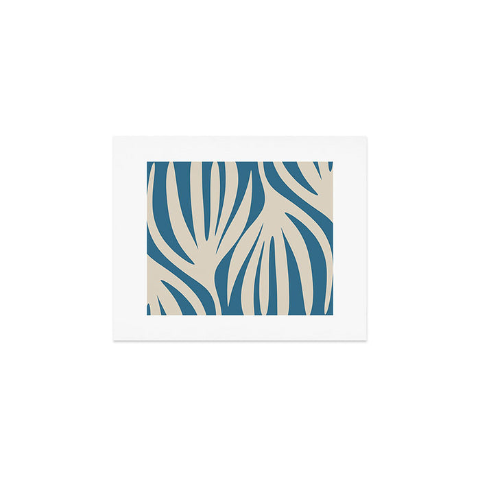 Maldives Leaves Abstract Pattern in Boho Blue and Beige Art Print Gallery Image 1