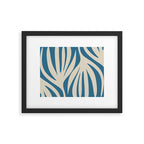 Maldives Leaves Abstract Pattern in Boho Blue and Beige Framed Art Print Gallery Image 5