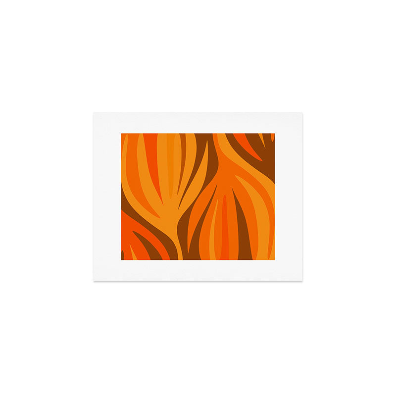 Maldives Leaves Modern Abstract Pattern in 70s Brown and Orange Art Print Gallery Image 1