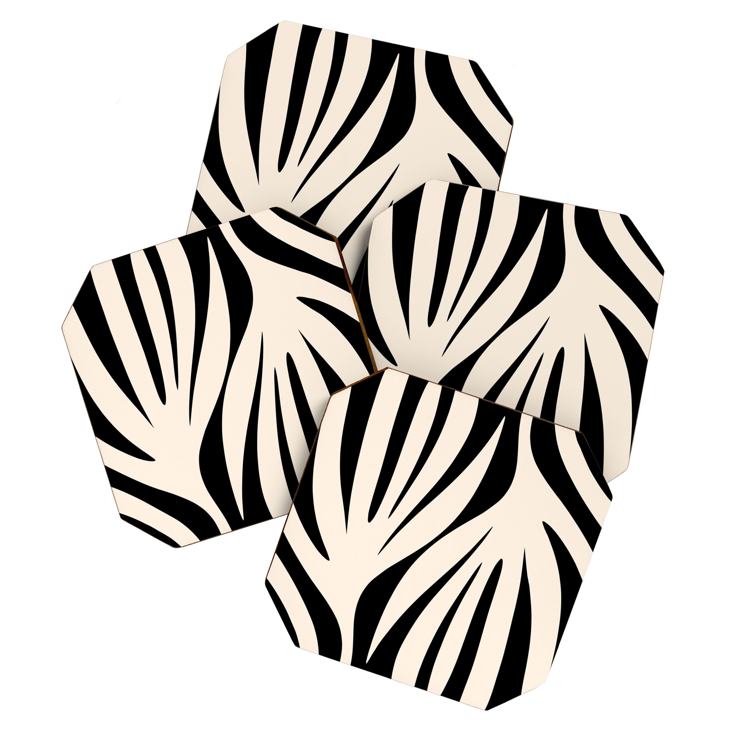 Maldives Minimalist Abstract Pattern in Black and Almond Cream Coaster Gallery Image 1